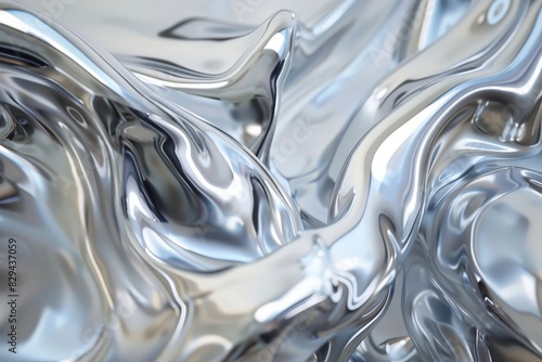 a close - up of a shiny silver metal surface, featuring a metal rod, a bolt, and a washer arranged. Beautiful simple AI generated image in 4K, unique. photo