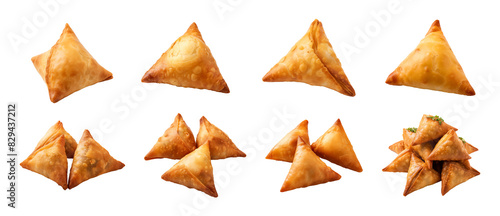 Fried samosas, crispy golden triangular appetizers