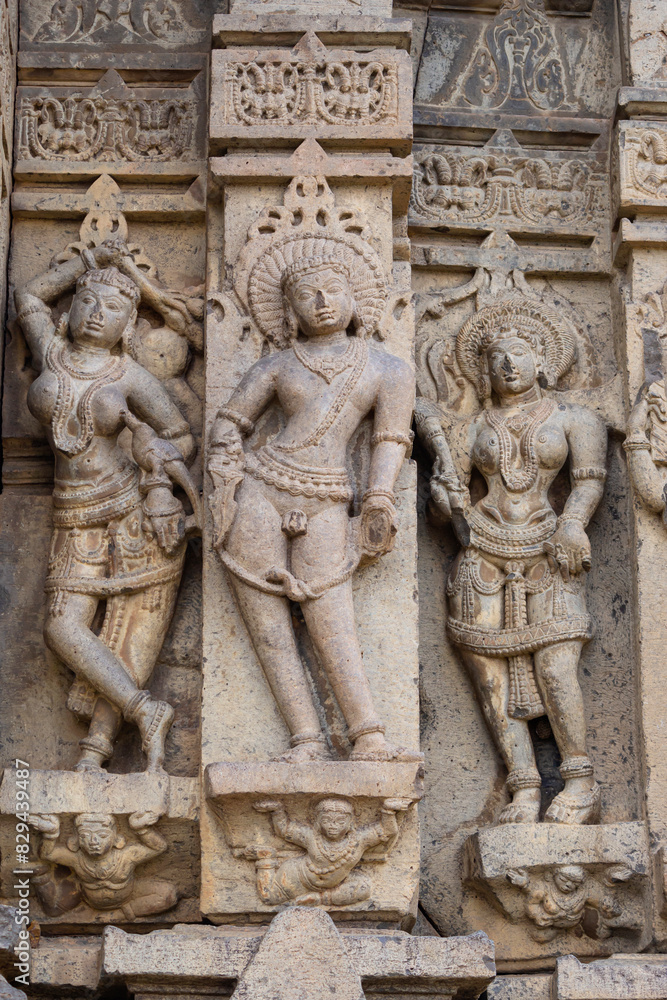 Sculptures of Hindu Deities on the Kedareshwara Temple, Dharmapuri, Beed Maharashtra India. Sculptures of Hindu Deities on the Kedareshwara Temple, Dharmapuri, Beed Maharashtra India.
