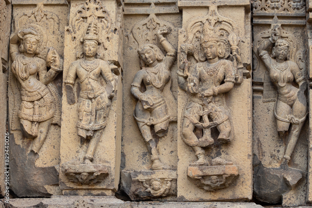 Carving of Lord Vishwakarma and Dancers on the Kedareshwara Temple, Dharmapuri, Beed Maharashtra India. Carving of Lord Vishwakarma and Dancers on the Kedareshwara Temple, Dharmapuri, Beed Maharashtra India.