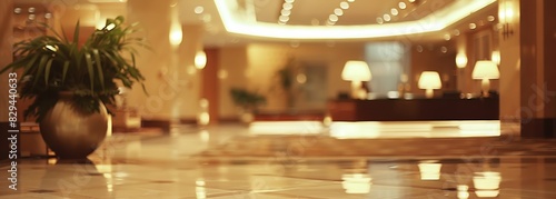 Hotel lobby background. Hotel reception interior. Blurred background