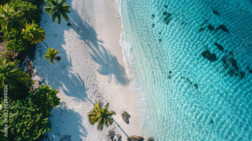 aerial view beach palm tree sea summer celebration vacation