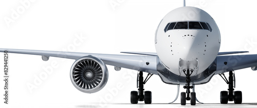 Passenger aircraft front view on transparent background