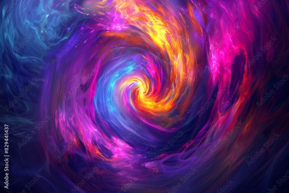 Obraz premium Science and Technology Concept, Atomic Structure with Nucleus - a Symbolic Image of Elementary Particle on Black Background. Beautiful simple AI generated image in 4K, unique.