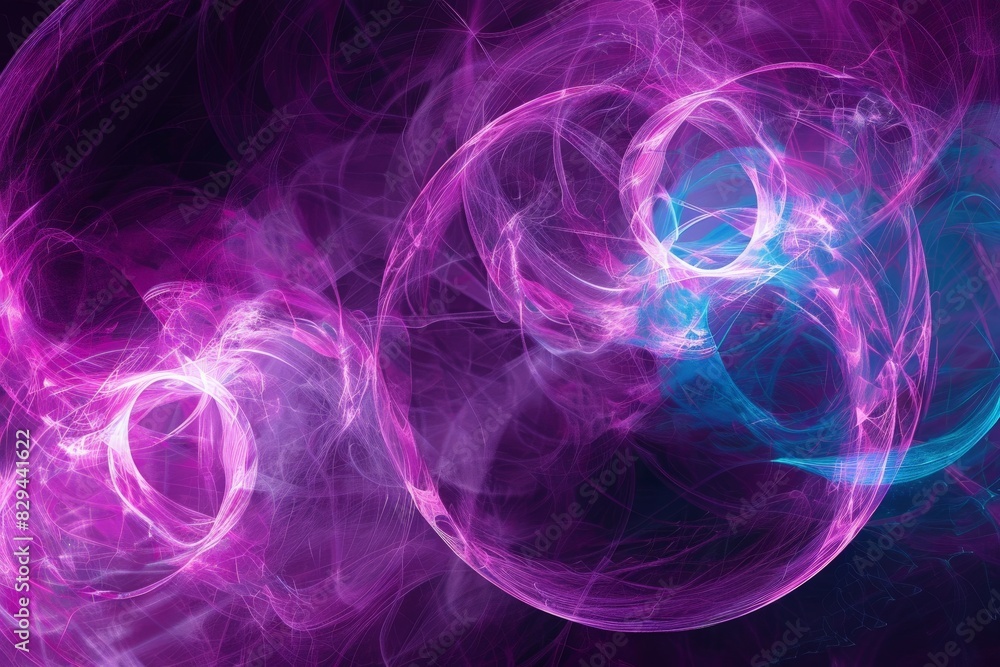 Obraz premium Science and Technology Concept, Atomic Structure with Nucleus - a Symbolic Image of Elementary Particle on Black Background. Beautiful simple AI generated image in 4K, unique.