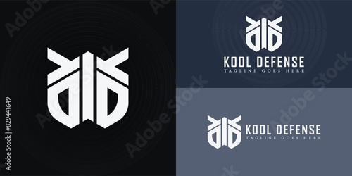 Abstract initial hexagon letter KD or DK logo in solid white color isolated on multiple background colors. The logo is suitable for hat production company logo design inspiration templates.