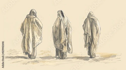 Biblical Illustration: Promise of Jesus' Return, Call to Be Ready and Watchful, Second Coming, Beige Background, Copyspace