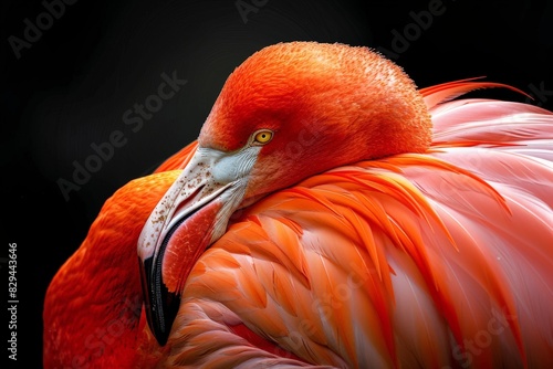 American Flamingo - Phoenicopterus ruber. Beautiful simple AI generated image in 4K, unique. photo