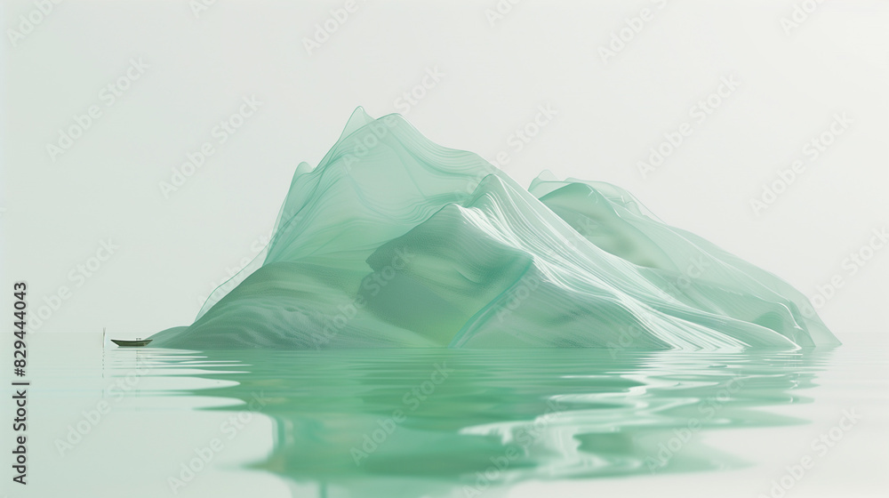Obraz premium aminimalist painting from ancient China,Minimalism, large areas of white spacemountain shape,light green,Dragon Boat Festival 