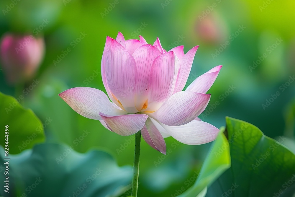 Artistic illustration of lotus flowers with butterflies, ideal for nature-themed decor. Vesak Day greeting card.. Beautiful simple AI generated image in 4K, unique.