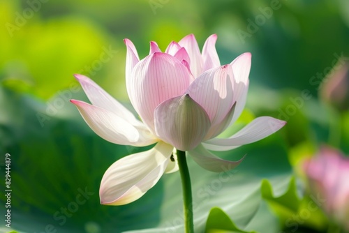 Artistic illustration of lotus flowers with butterflies  ideal for nature-themed decor. Vesak Day greeting card.. Beautiful simple AI generated image in 4K  unique.