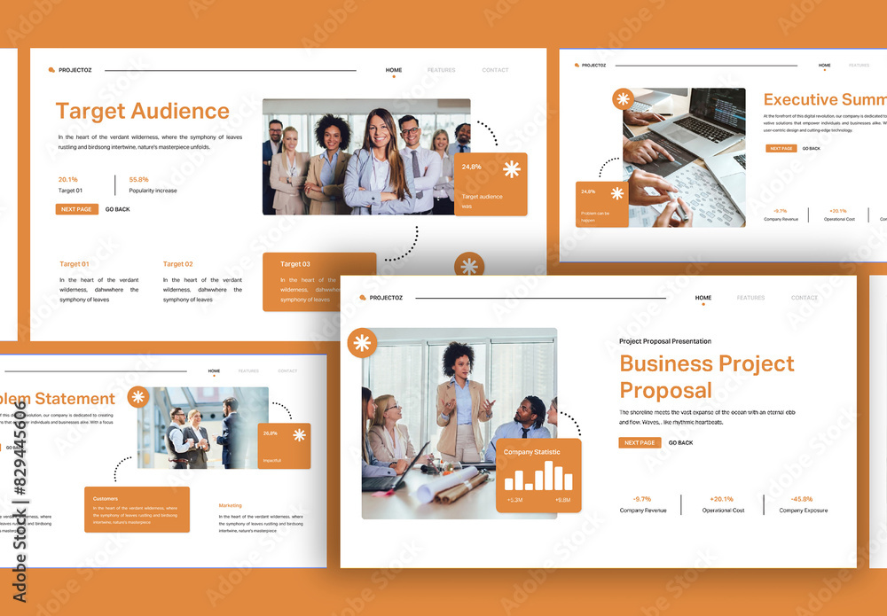 White Project Proposal Presentation PPT Stock Template | Adobe Stock