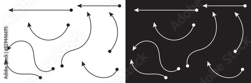 Dot and arrow ended lines set. isolated on white and black background. Vector illustration . EPS 10