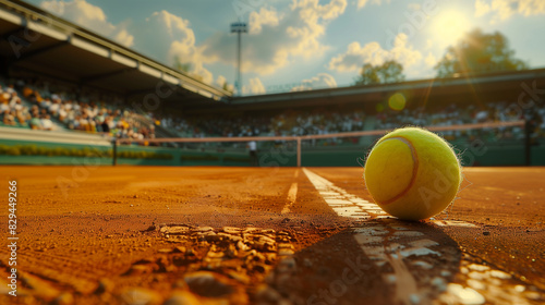 tennis ball on the clay court