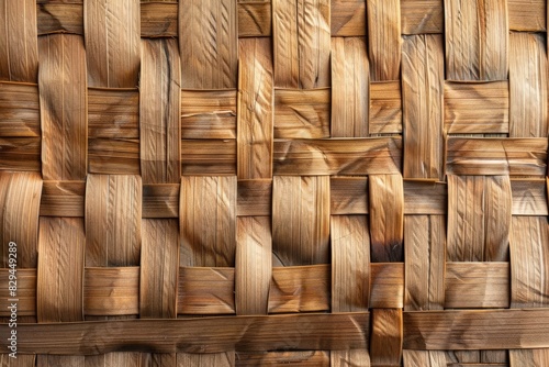 Close up Hand-woven rattan is used to make a surface for a bed.. Beautiful simple AI generated image in 4K, unique.