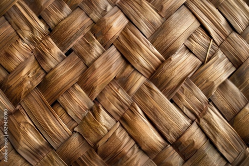 Close up Hand-woven rattan is used to make a surface for a bed.. Beautiful simple AI generated image in 4K  unique.