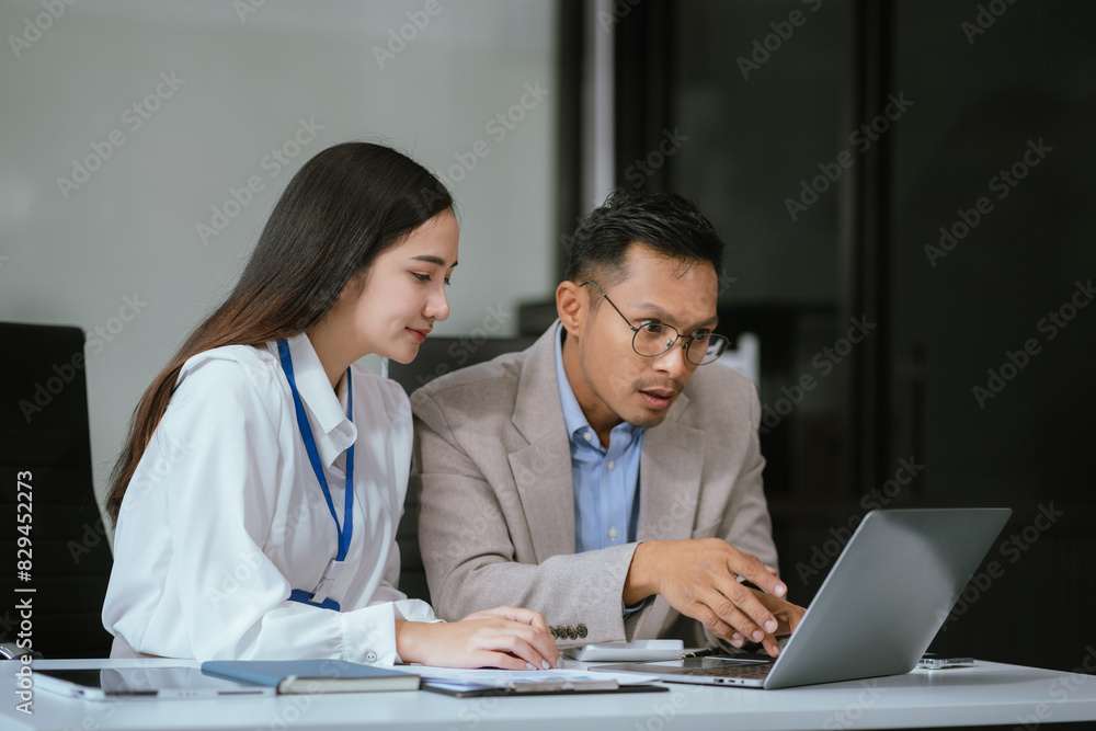 Project manager working and update tasks with milestones progress planning and professional investor working new start up project in the office.. Project manager working and update tasks with milestones progress planning and professional investor working new start up project in the office..