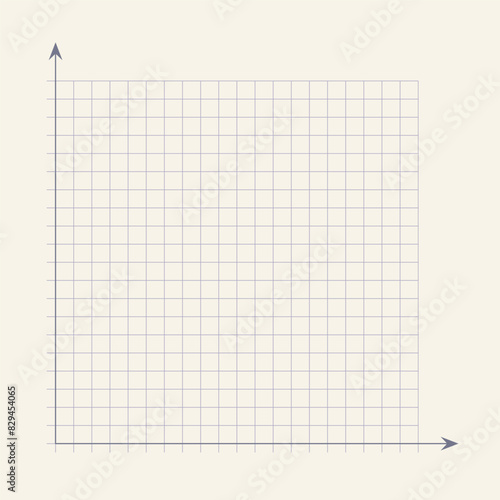 Grid paper. Mathematical graph. Cartesian coordinate system with x-axis, y-axis. Squared background with color lines. Geometric pattern for school, education. Lined blank on transparent background