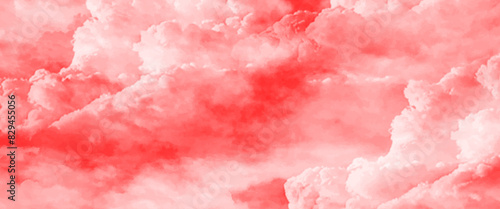 Vector red cloud texture background of red sky with clouds for wallpaper, backdrop and design. photo