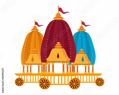 Indian festival rath yatra lord jagannath celebrated in odisha vector illustration