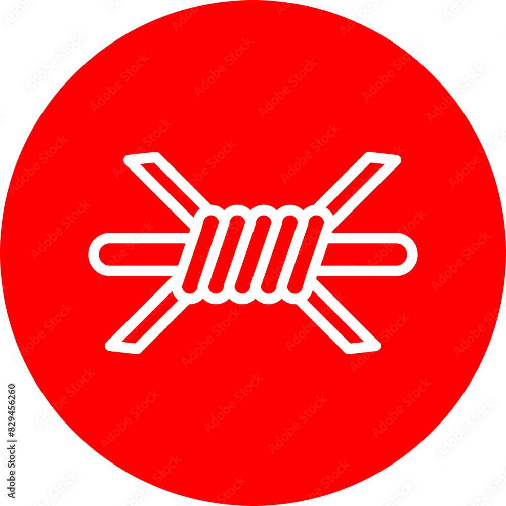 Barbed Wire Line White Circle Red Icon Design Barbed Wire Line White Circle Red Icon Design