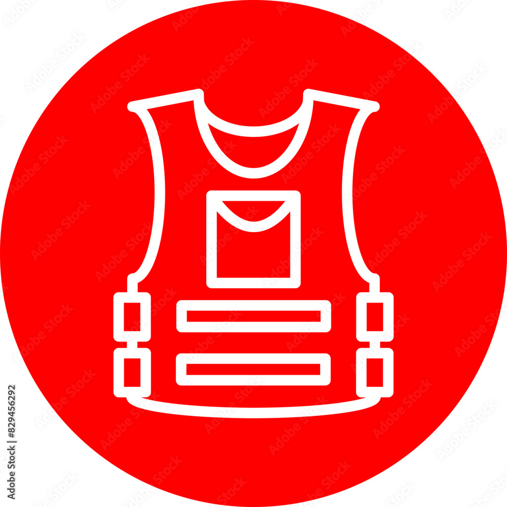 Bullet Proof Jacket Line White Circle Red Icon Design