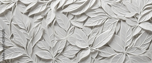 White geometric floral leaves 