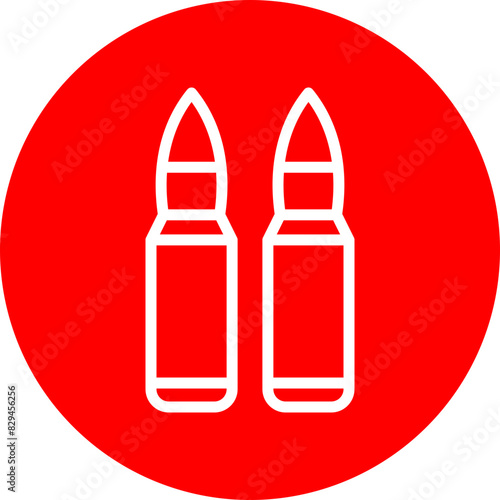 Bullet Line White Circle Red Icon Design