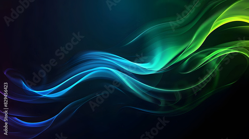 black blue green wave gradient bright light and glow texture background. Generative AI.