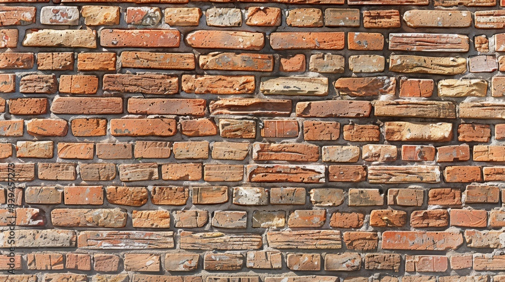 Obraz premium A brick wall image featuring a clock centrally located in the middle