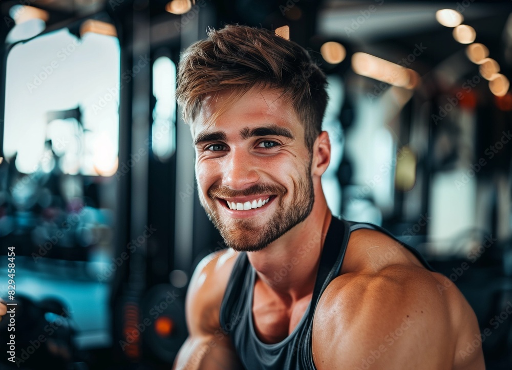 Portrait of a handsome happy man at the gym Portrait of a handsome happy man at the gym