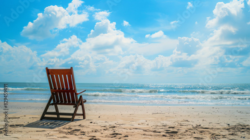 chair on beach sea sunny blue sky vacation summer celebration concept