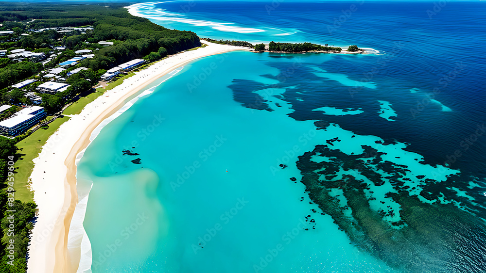 Obraz premium Aeri photo of summer beach and blue ocean with sky