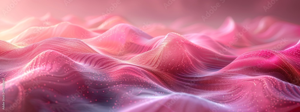 Obraz premium Abstract background with monochrome wave lines on pink background.