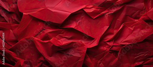 A crumpled crimson paper provides a texture background for design adding decoration to the copy space image photo