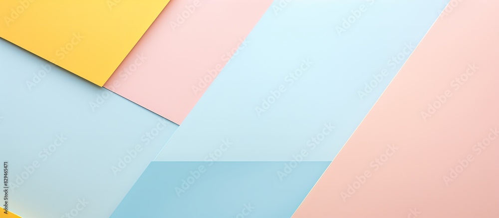 Top view of a minimal pastel colored paper background with abstract geometric shapes The trendy colors of pale blue pink and yellow create a fashionable and stylish look The flat lay composition adds Top view of a minimal pastel colored paper background with abstract geometric shapes The trendy colors of pale blue pink and yellow create a fashionable and stylish look The flat lay composition adds