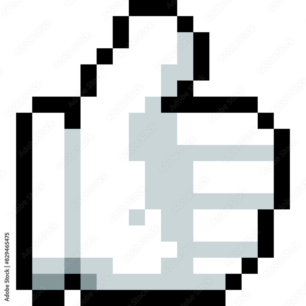Fototapeta premium Pixel art cartoon white hand doning thumb up icon
