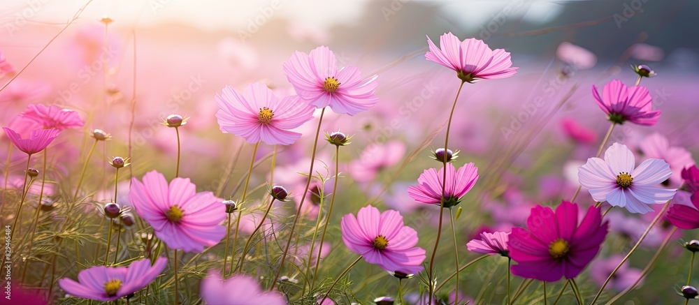 These beautiful cosmos flowers scientifically referred to as Cosmos offer a captivating display of vibrant colors. Copyspace image These beautiful cosmos flowers scientifically referred to as Cosmos offer a captivating display of vibrant colors. Copyspace image