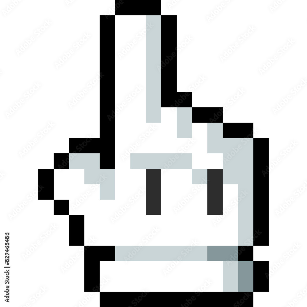 Pixel art cartoon white hand pointing finger icon Pixel art cartoon white hand pointing finger icon