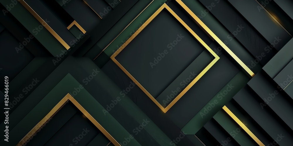 Regular black, gold and green three-dimensional striped background, triangle/rectangle, black backgroundaspect ratio 2:1, for banner, landing page, website Regular black, gold and green three-dimensional striped background, triangle/rectangle, black backgroundaspect ratio 2:1, for banner, landing page, website