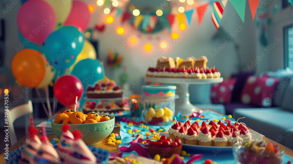 Colorful birthday celebration with whimsical cupcakes and festive balloons
Colorful birthday celebration with whimsical cupcakes and festive balloons