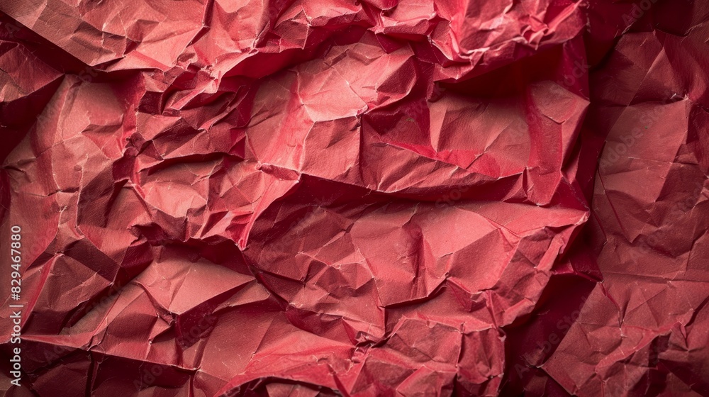  A detailed view of a sheet with abundant red folded tissue paper atop its surface