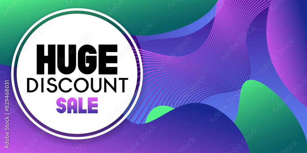 Vector horizontal banner with gradient spots elements. Trending geometric banner for huge discount sale. Promo banner for publication on social networks, websites, applications. Space for text. Vector horizontal banner with gradient spots elements. Trending geometric banner for huge discount sale. Promo banner for publication on social networks, websites, applications. Space for text.