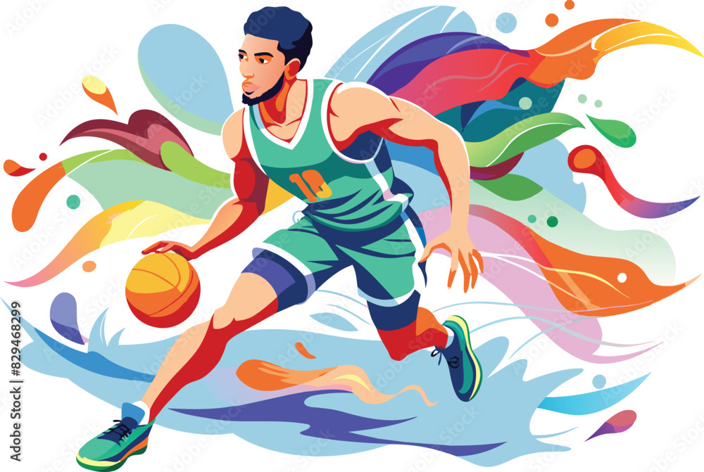 Basketball player, flat illustration, vector illustration.