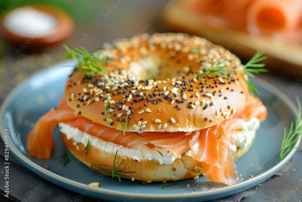 Close-up of various fresh delicious bagels. Beautiful simple AI generated image in 4K, unique.