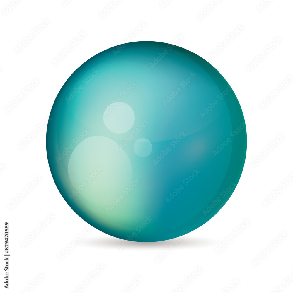 Glass blue ball or precious pearl. Glossy realistic ball, 3D abstract vector illustration highlighted on a white background. Big metal bubble with shadow Glass blue ball or precious pearl. Glossy realistic ball, 3D abstract vector illustration highlighted on a white background. Big metal bubble with shadow