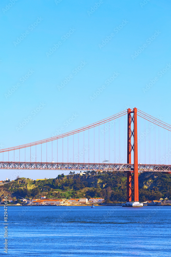 Lisbon, Portugal River Tagus and bridge