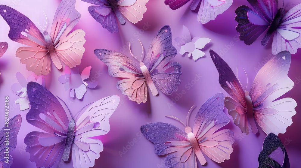 beautiful butterflies background with pastel color background and beautiful pink and purple pastel butterflies  