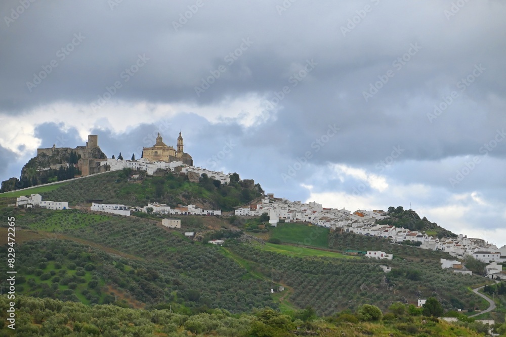 View of the white village Olvera, Andalusia, Spain