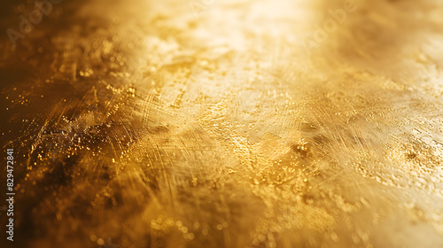 close up of a gold metallic background with a smooth surface. Generative AI.